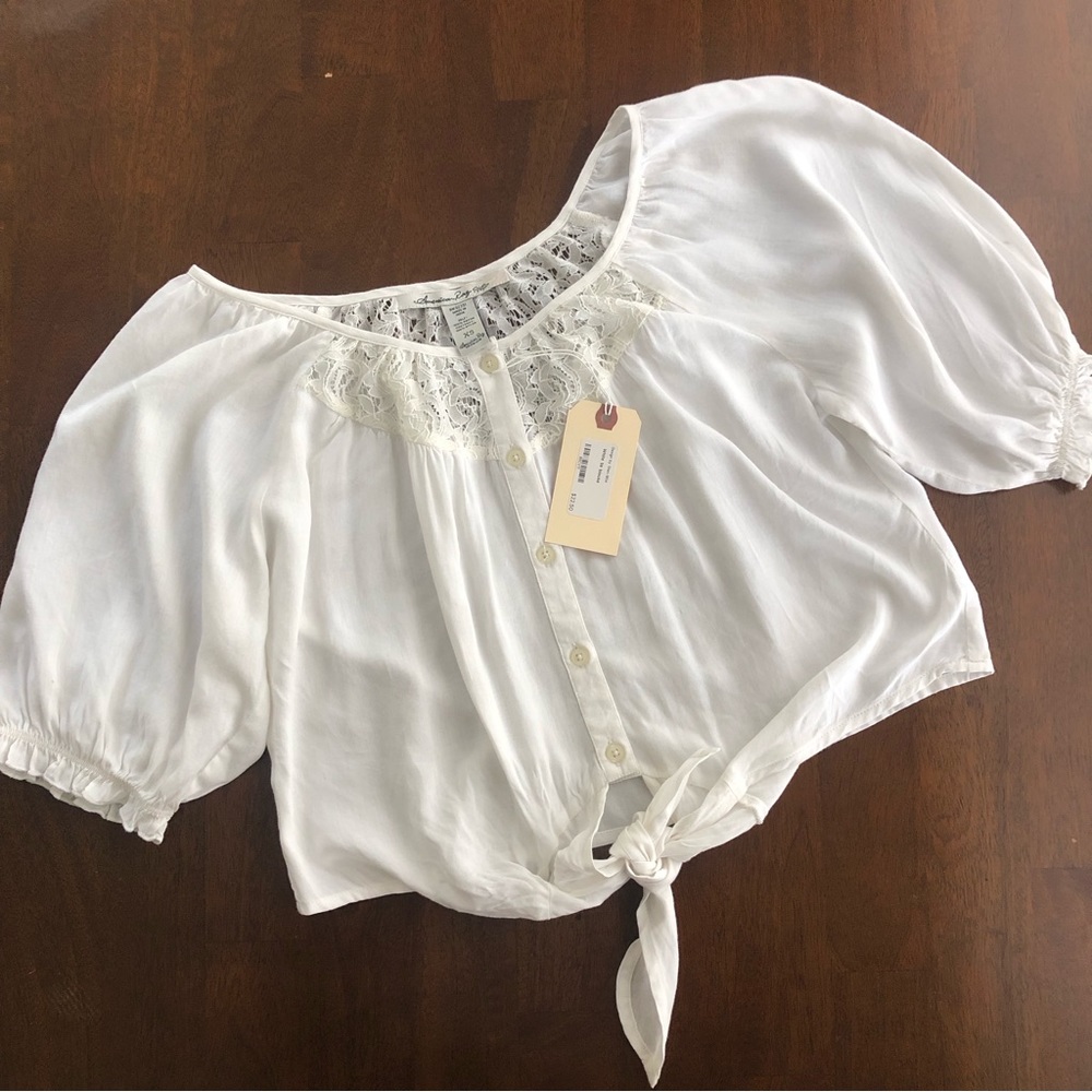 American Rag | White Front Tie Blouse